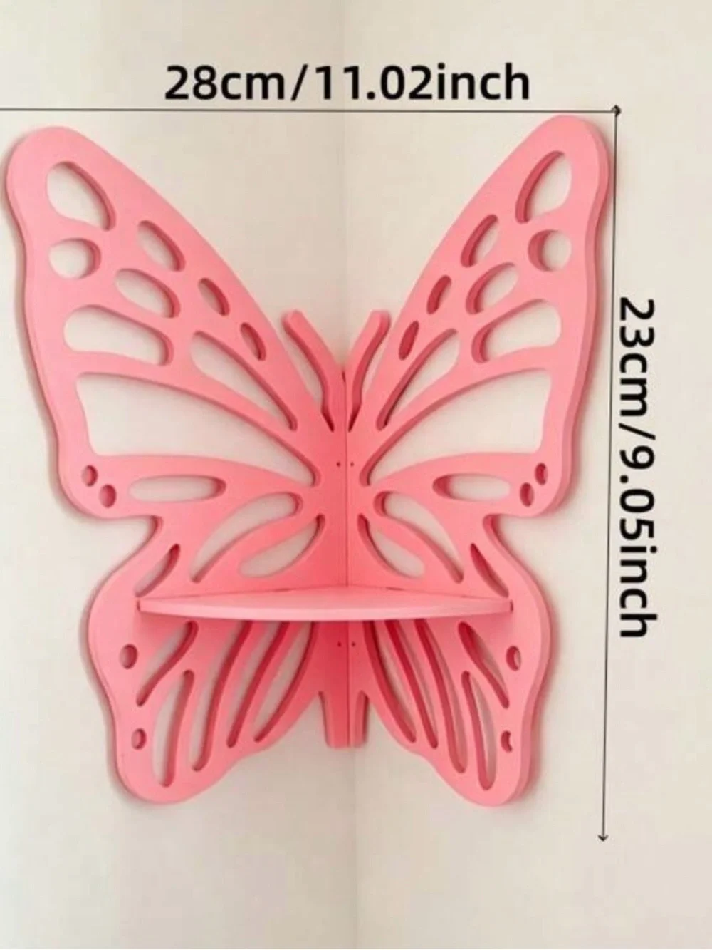 Pink Butterfly Corner Wall Shelf for Bed Room
